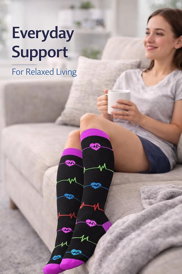 Aoliks Medical Compression Socks for Women & Men, Support Knee High Socks for Running,Nurses,Travel - Image 4