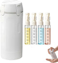 4 in 1 Travel Dispenser Bottle, One-Press No Squeeze Toiletries Set | TSA Approved 4x30ML Leakproof Travel Containers, Refillable Shampoo Lotion Bottles with Labels & Scale, Cream 1White by Unknown