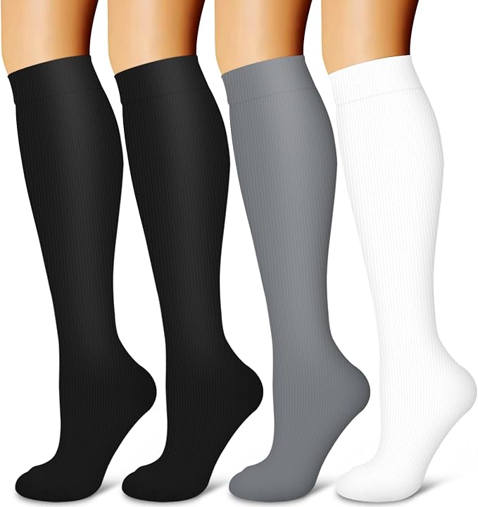 4 Pairs-Compression Socks for Women&Men Circulation-Best Support for Nurses,Running,Athletic by LaiteHebe