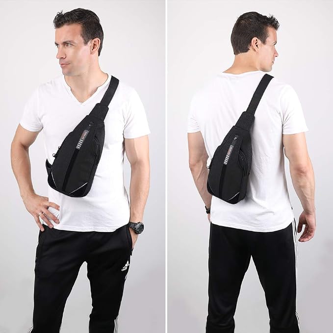 WATERFLY Small Crossbody Sling Backpack Anti Theft Backpack for Traveling Chest Bags for Men&Women Multipurpose Casual Daypack Hiking Shoulder Bag (Black) - Image 7
