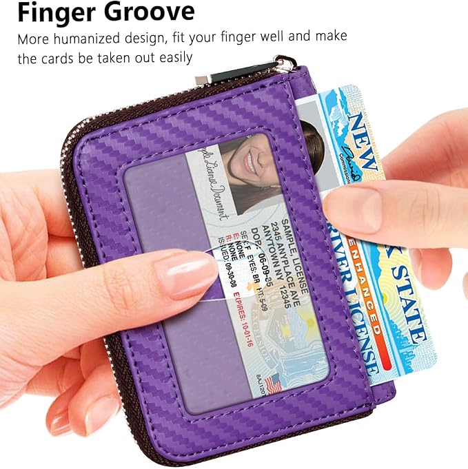 FurArt Zipper Wallet Women RFID Credit Card Holder keychain Wallet | ID Window RFID Blocking Compact Small business 15/16 slots - Image 2