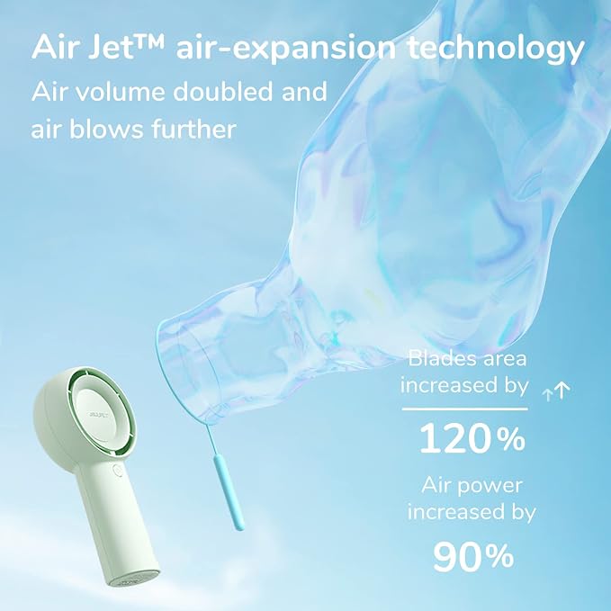 JISULIFE Portable Handheld Turbo Fan Rechargeable 4000mAh 5-Speed (Green) | Up to 16H max cooling, Personal Battery Powered Pocket Fan for Travel/Outdoor/Vacation/Concerts, Birthday Gifts for Women - Image 2