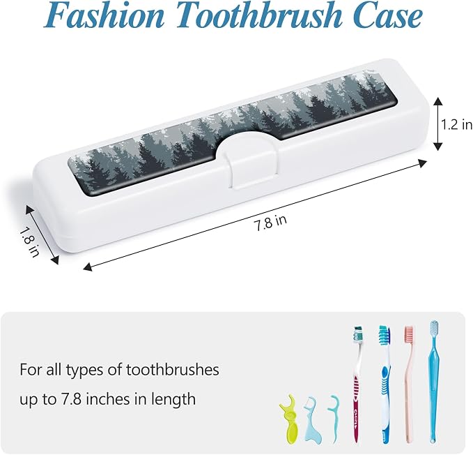 Toothbrush Travel Case - Colorful Pattern, Holder and Covers for Toothbrushes, Includes Tongue Scraper Case - Image 2