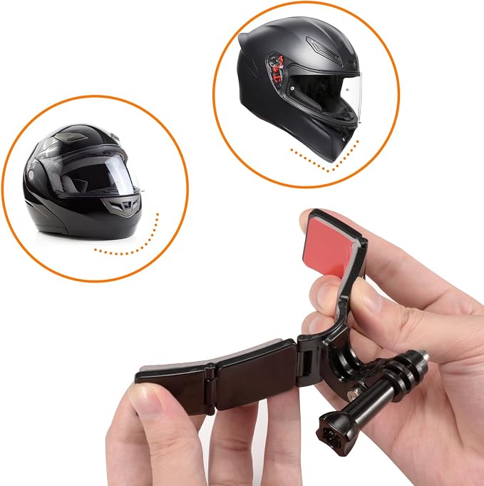 Motorcycle Helmet Chin Mount Kits with Adhesive Curved Pads Compatible with DJI Osmo Action 6, Osmo Action 5 Pro, Osmo Action 4, Osmo Action 3, Insta360, AKASO, GoPro (Version A) - Image 3