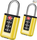 2 Pack TSA Approved Luggage Locks, Combination Travel Padlock, 3-Digit Waterproof Lock, TSA Outdoor Keyless Resettable Lock for Lockers, Bags, Backpack, Gym, Gate-Yellow by Brillirare