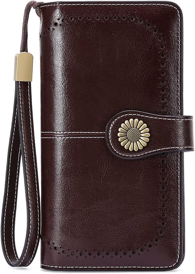 SENDEFN Wallets for Women Leather Credit Card Holder with RFID Blocking Large Capacity Wristlet | with RFID Blocking - Image 2
