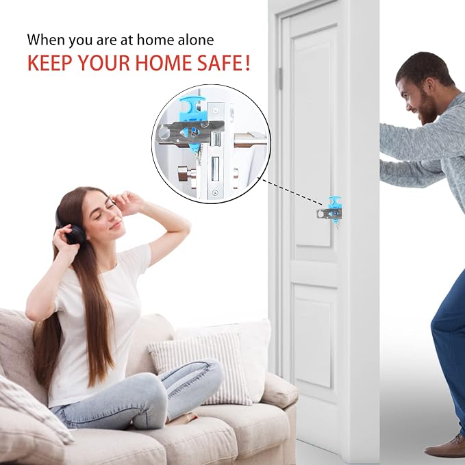 Portable Door Lock for Travel Door Lock Hotel Room Security Devices Apartment Jammer Additional Safety for Traveling Home College upgrade (Blue combination) - Image 7