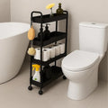 ShellKingdom 4 Tier Bathroom Storage Organizer, Slim Rolling Storage Cart | Storage Shelf for Narrow Space with Handle, Mobile Shelving Unit for Bathroom, Kitchen, Laundry (Black) by ShellKingdom