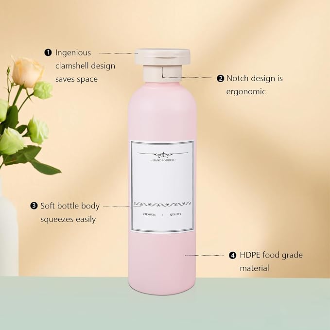 ASEVAT 6.7 oz Plastic Shampoo and Conditioner Squeeze Bottles, Plastic Leak Proof Travel Bottles for Toiletries, Plastic Bottles with Caps for Lotion, Cream and Liquids (4Pcs) - Image 5