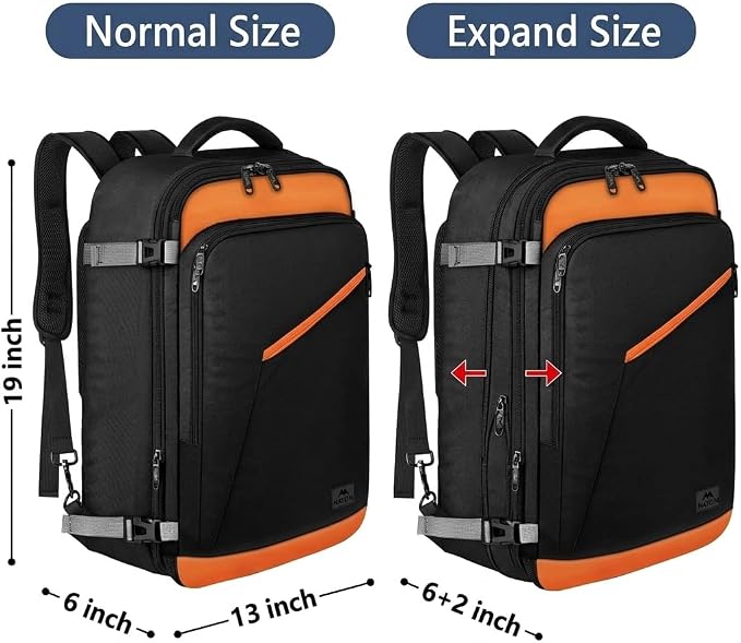 MATEIN Carry on Backpack for Airplane, Expandable Travel Bag for Travelling | Airline Approved with Hidden Shoulder Strap, Fit Overhead Bin, Water Resistant, Lightweigth Casual Daypack Bags for Men Women - Image 5