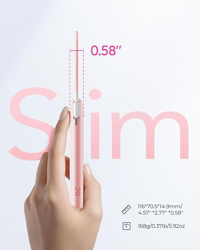 VIYISI 0.58” Slim Portable Charger Small 10000mAh with Built-in USB C Cable | PD 20W Compact Power Bank Fast Charging Battery Pack Cute Travel Essential for iPhone 17 16 15 Samsung S25 A16 Android-Pink - Image 2
