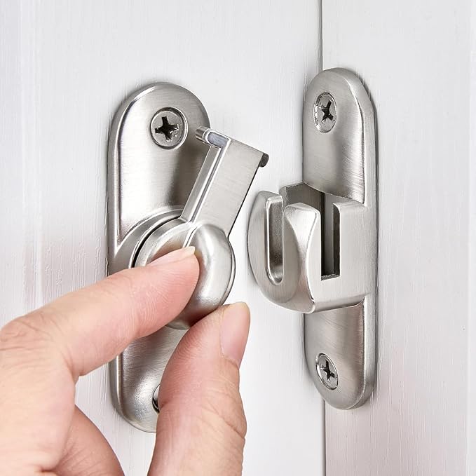 3 Pcs Silvery 90/180 Degree Sliding Door Latches,Zinc Alloy Flip Latch | Barn Door Latch,Cabinet Lock,Right Angle Door Lock,for bedroom,cabinet,drawer,Gardens,Wine Cabinet,garage,window,Pet Cage - Image 3