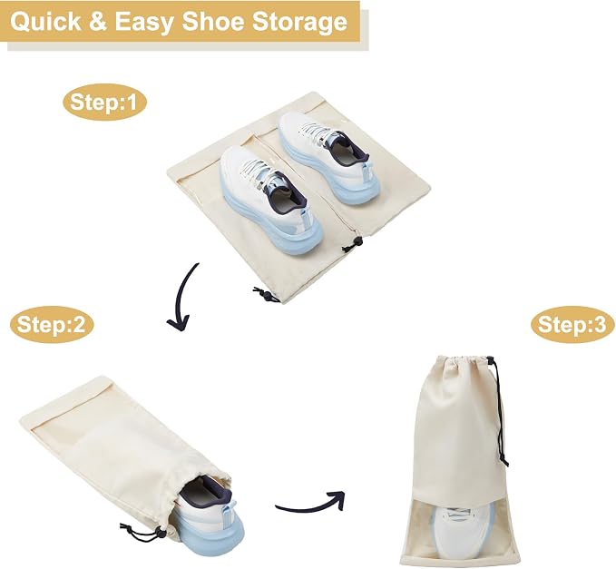 4 Pcs Single Shoe Bags for Travel, Drawstring Shoe Bags with Clear Window | 9.1"x17.7" Fits Most Shoes, Dust Resistant, Washable & Reusable, Travel Shoe Storage Bags for Men & Women - Image 5
