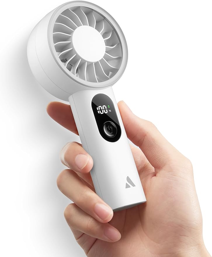 Aecooly Mighty Portable Fan, Powerful Handheld Fan, USB Rechargeable | [18H Max Cooling Time], Mini Personal Battery Powered, Pocket for Travel, Summer, Gifts for Women, Girls -White by Aecooly