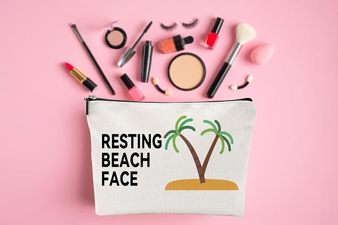 ZUYUROU Funny Makeup Bag for Women, “Resting Beach Face Cosmetic Pouch – Tropical Travel Bag for Beach Lovers, Summer Vacation Gifts for Girls, Friends, and Coworkers - Image 4