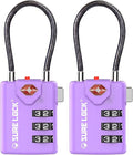 SURE LOCK TSA Approved Luggage Locks with Open Alert Indicator, 3 Digit Combination Cable Travel Lock for Suitcase, Backpack, Gym Locker, Toolbox & Travel Bag(2, Purple 2 Pack) by Hopeyoucanstaysafe