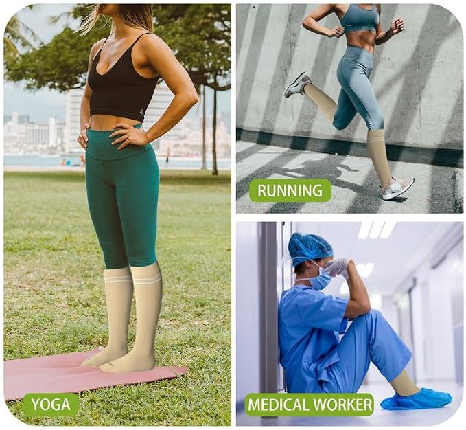 LEVSOX Viscose Made from Bamboo Compression Socks for Pregnant Women 20-30 mmHg Knee High Cute Mens Supports Socks for Travel - Image 7