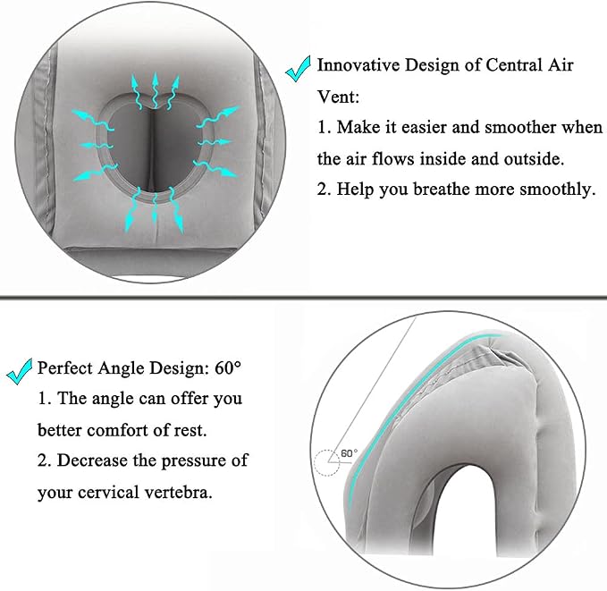 Inflatable Travel Pillows for Airplane, Blow Up Neck Pillow for Sleeping, Airplane Travel Essentials for Long Flight Support Head, Neck and Lumbar, Used for Car/Bus/Train/Office Rest, Adults Kids - Image 3