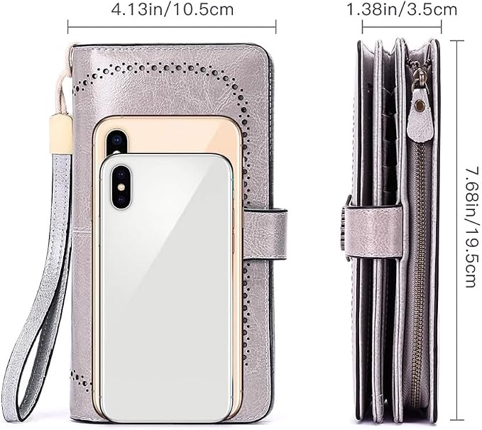 SENDEFN Wallets for Women Leather Credit Card Holder with RFID Blocking Large Capacity Wristlet | with RFID Blocking - Image 2