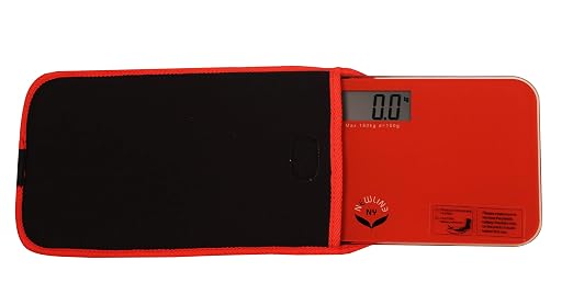 NewlineNY Red-Orange Mini Bathroom Scale + Travel Slip Case SBB0720M-NYRO + NY-MSS101-BRO - Image 4