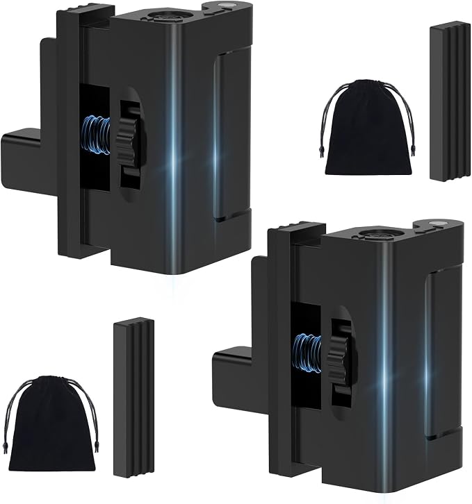 Portable Door Lock, Door Reinforcement Lock, Black-2PCS | No Drilling Door Security Latch Stopper for Travel, Apartment and Hotel Room Doors, Adjustable Design, Withstands 800 lbs by BiceNoning