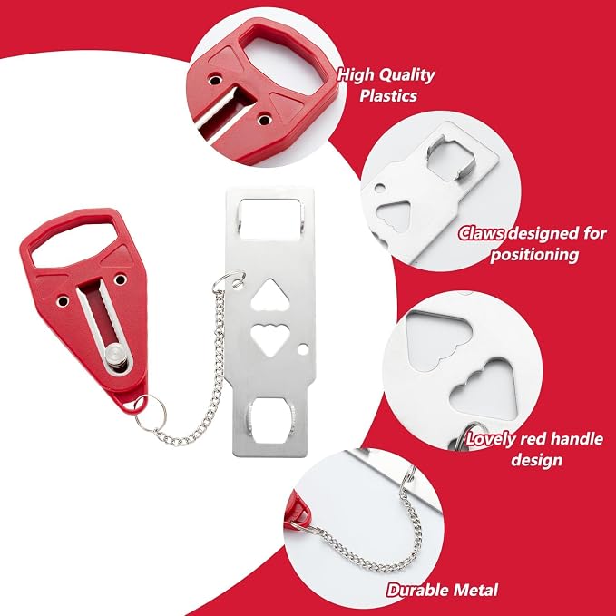 Portable Travel Door Lock, No Tool Hotel Door Latch, Red, 1 Pack | Stainless Steel Lock Plate, Installs At The Door Latch Without Tools, Compact Design For Hotels, Apartments And Dorm Rooms - Image 7