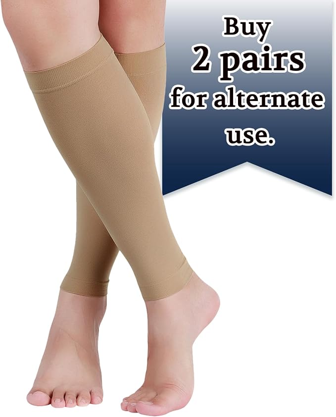Lin Performance 20-30 mmHg Medical Calf Compression Sleeve for Women and Men Lightweight Footless Socks for Travel Flight Daily Comfort - Image 5