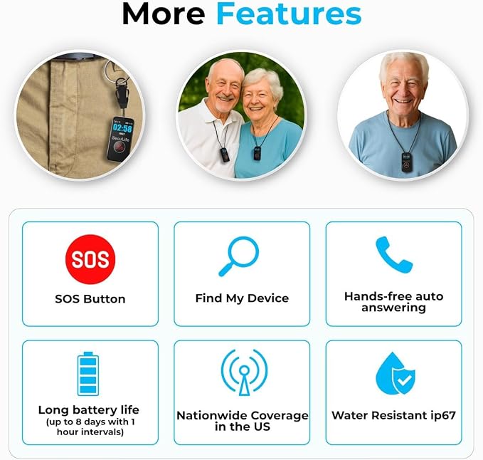 Medical Alert Pendant for Seniors — Alerts Go Direct to Family, No Call Center | Auto Fall Detection, GPS Tracking, 2-Way Calling, No Contract, Waterproof Necklace - Image 8