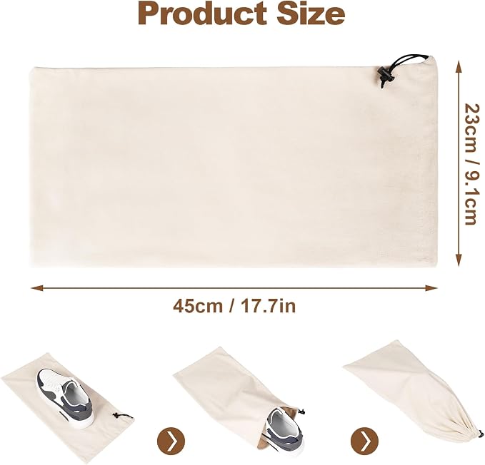 10 Pcs Single Shoe Bags for Travel, Dustproof Drawstring Travel Shoe Bag | 18"X9"shoe travel bag for Packing, Shoe Bag storage Sneaker Travel Bags, Washable Reusable dust bags for Handbags Shoes Toys - Image 3
