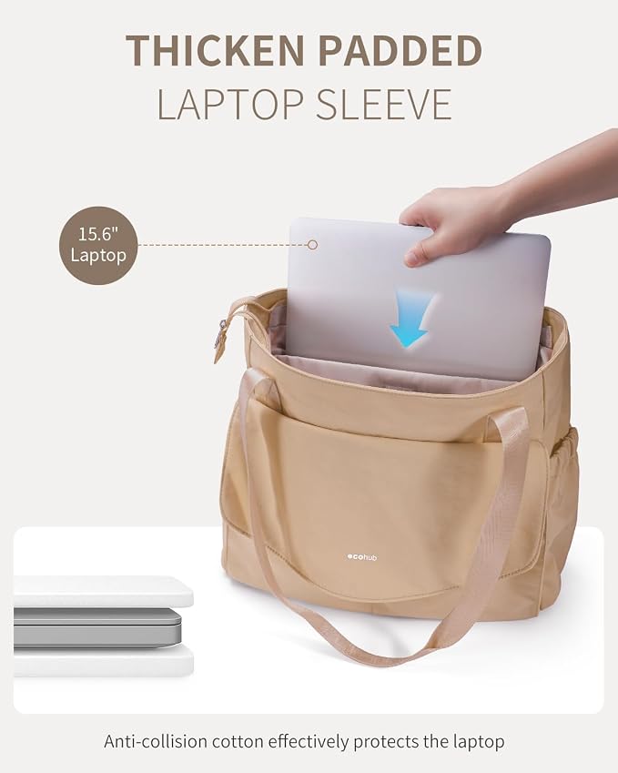 ECOHUB Tote Bag for Women Work Tote Bag with Laptop Compartments Lightweight Shoulder Bag Handbag for Travel College Teacher - Image 4