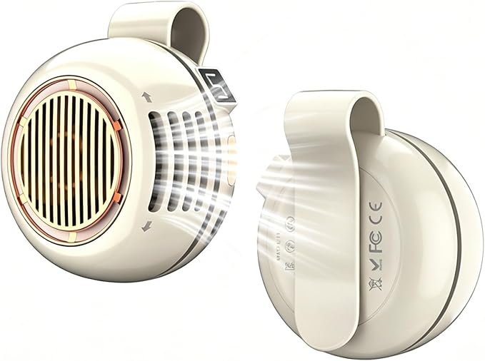 2026 Upgrade Portable Silent Mini Bladeless Fan Clip On (White) | Adjustable 5 Speed, LED Digital Display, 360° Rotatable, USB Rechargeable, For Outdoor, Travel, Office by Unknown