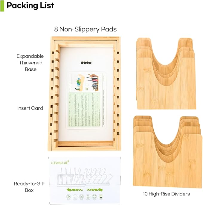 Pots and Pans Organizer under Cabinet Expandable Bamboo Pot Lid Holder Rack | Adjustable bakeware organizer, cutting board organizer, cookie sheet, baking pan, tray organizer for kitchen cabinet storage - Image 9
