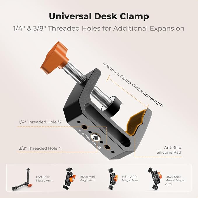 K&F CONCEPT Desk Webcam Camera Mount 27.5" Gooseneck Arm with 1/4" Screw | Overhead Camera Clamp Mount Adjustable Aluminum Arm for Remote Workers Content Creators Streamer Home Office Users, MS-57 - Image 3