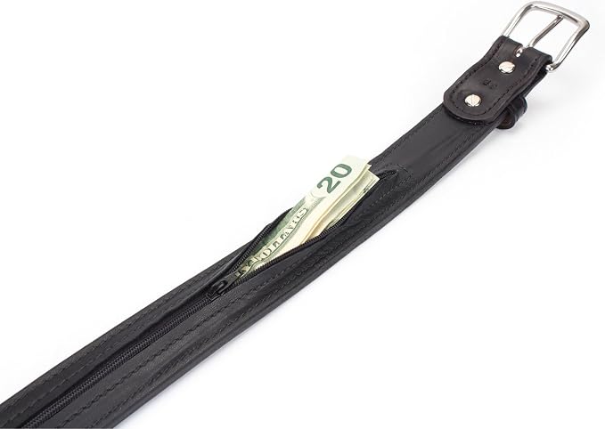 Hidden Money Belt for Travel for Men, Genuine Leather Belt with Hidden Zipper Pocket & Secret Storage - Image 2