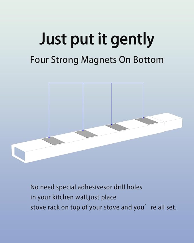 SZJHXIN 4X Strong Magnetic Stove Top Shelf, Adjustable 15-30 Inches, White | Fits Various Stove Lengths, Kitchen Organizer, Holds Spices, Condiments and BBQ Sauces - Image 5