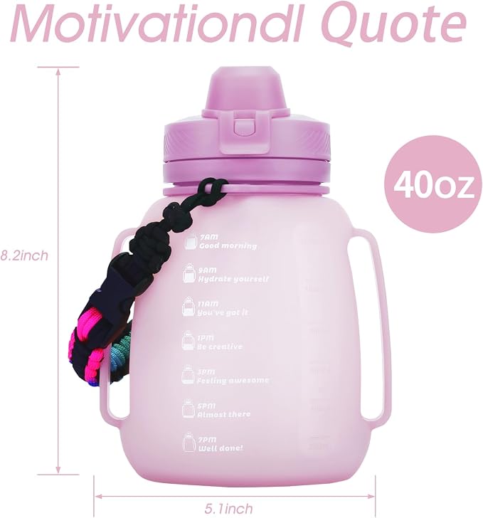 TakeToday Collapsible Water Bottles for Outdoor, 40oz, Purple | Time Marker, BPA-Free Silicone, Folds for Travel, Paracord Handle for Hiking, Gym, Camping, Leakproof - Image 7