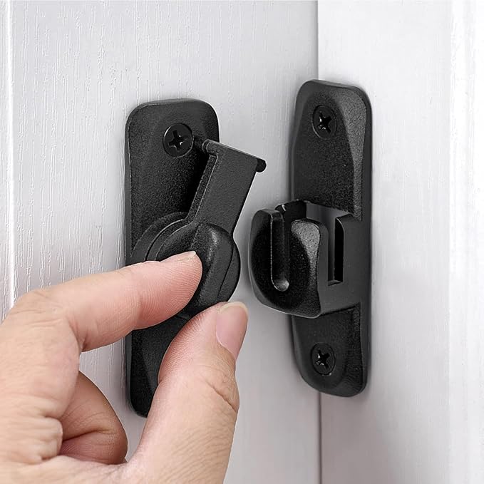 Matte Black 90/180 Degree Sliding Door Latches,Right Angle Door Lock | Zinc Alloy Flip Latch,Barn Door Latch,Cabinet Lock,for bedroom,cabinet,drawer,Gardens,Wine Cabinet,garage,window,Pet Cage by Wocoe