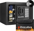 Voncabay Money Safe Box for Home with Digital Keypad, 0.23 Cu. Ft., Black | Alloy Steel, Sensor Light, Fireproof Bag Included, 2 Override Keys, 4 Mounting Screws, Carpeted Mat, 9 x 6.6 x 6.5 In. by Voncabay