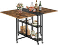 Folding Dining Table, Movable Dining Table, Expandable Kitchen Table, Versatile Table with 6 Wheels and 2-Tier Shelf, for Dining, Living Room, Apartment, Rustic Brown TCZ01BF by Choezon
