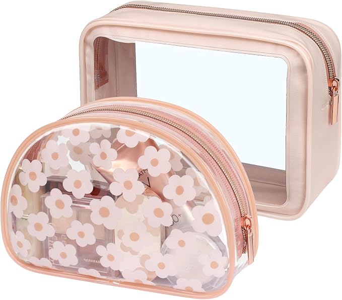 Clear Makeup Bag Foldable - TSA Approved Toiletry Bag for Travel | Metal Zipper, Reinforced Seam, Water Resistant, Medium for Carry-on, Large for Checked Luggage, for Car Storage Organizer by Packism