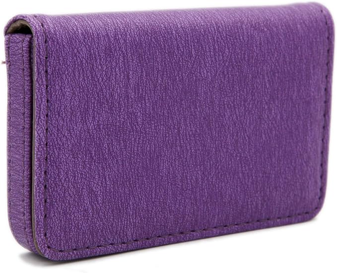 RFID Blocking Wallet - Minimalist Leather Business Credit Card Holder - Purple2 - Image 3