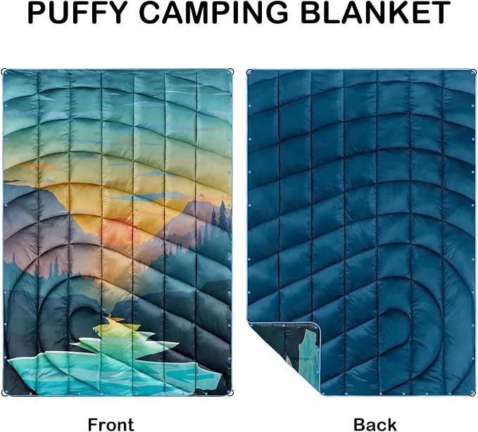 Puffy Camping Blanket,Large Camp Blanket Outdoor Camping Quilt Waterproof | Lightweight Printed Warm Packable Down Alternative Blanket for Camping,Traveling, Stadium, Hiking, Picnics - Image 4