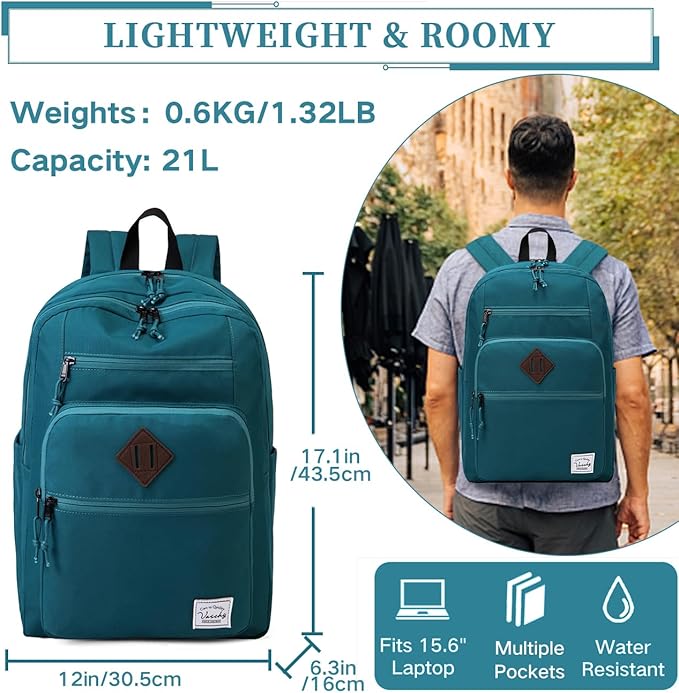 VASCHY School Backpack, Unisex Large Bookbag Schoolbag Casual Daypack for High School/College/Teens/Travel/Work for Men Women - Image 3