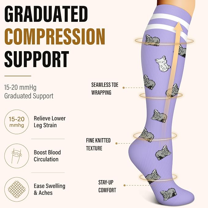 FEYHAY Copper Compression Socks (3 Pairs) 15-20 mmHg Circulation is Best Athletic & Daily for Men & Women, Running, Climbing - Image 7