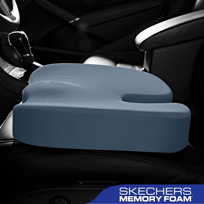 Skechers Memory Foam Seat Cushion,Office Chair Cushion for Tailbone Pain Relief,Butt Pillow for Office Chair,Car seat Cushion,Computer Desk,Long Sitting Office Workers,and Car Drivers,Blue - Image 4