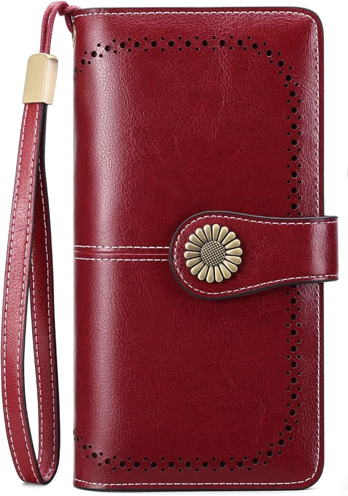 SENDEFN Wallets for Women Leather Credit Card Holder with RFID Blocking Large Capacity Wristlet | with RFID Blocking by SENDEFN
