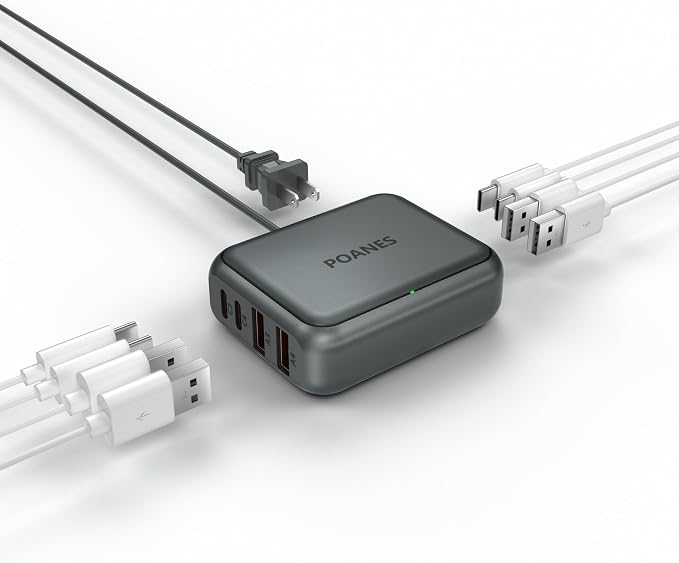8-Port Travel USB Charger Station, Multi-Port Travel USB C Charger | 4 USB-A and 4 USB-C Port Mini Charging Station, Charging Station Block for Traveling, Camping Compatible with Phone, Earbud by POANES
