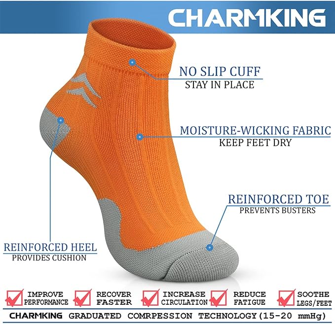 CHARMKING Compression Socks for Women & Men Circulation 15-20 mmHg is Best for Athletic Running Cycling Nurse Daily Wear - Image 4