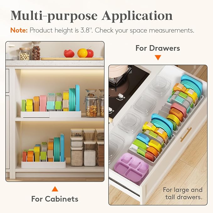 Lifewit Kitchen Cabinet Organizer for Food Contanier Lid with 9 Sections | Expandable Lids Holder with 8 Adjustable Dividers for Pantry Organizers and Storage, Home Organization, Large, 9.8"-17" - Image 4