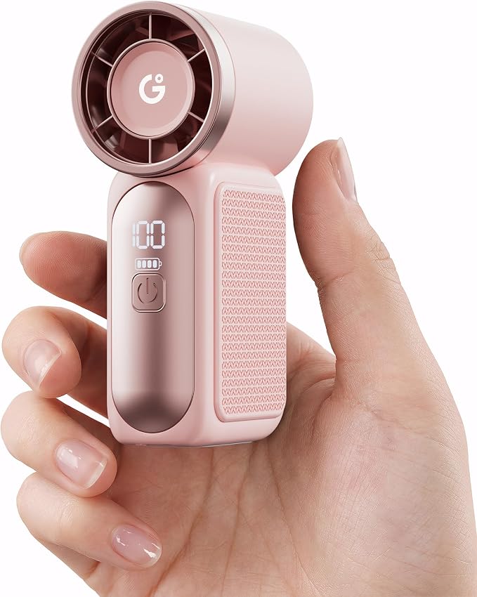 Gaiatop Portable Handheld Mini Fan, 6 Speeds 16900 RPM High Velocity Personal Fan with LED Display, USB Rechargeable, Mini Fan with Lanyard for Makeup, Travel, Outdoor Fan for Women Girl Gift, Pink by GAIATOP